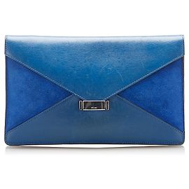 Céline Celine Blue Diamond Leather Clutch Bag Blue
