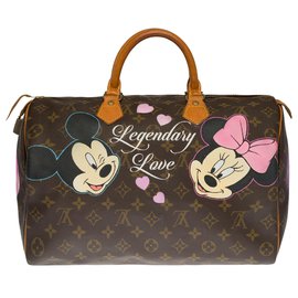 Louis Vuitton-Lovely Louis Vuitton Speedy bag 35 in custom monogram canvas "Legendary Love"-Brown