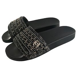 Chanel sandals mules Dark grey