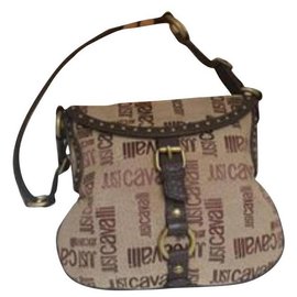 Just Cavalli-Bolso de hombro estilo hobo cavalli-Castaño,Beige