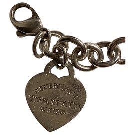 Tiffany & Co-Return to Tiffany Heart Plate Charm Bracelet-Silvery,Silver hardware