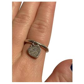 Tiffany & Co "Return to Tiffany's" Heart Plaque Ring Silvery