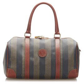 Fendi-Sac Boston Fendi Pequin Boston-Marron,Noir