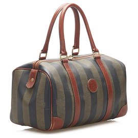 Fendi-Sac Boston Fendi Pequin Boston-Marron,Noir