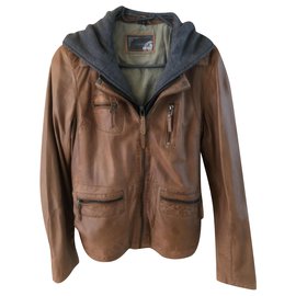 Autre Marque-Leather jacket-Light brown
