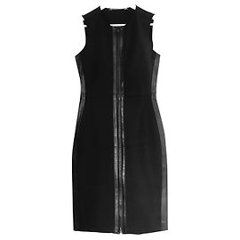 Reed Krakoff Robe noire à bordure en cuir Noir