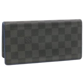 Louis Vuitton-LOUIS VUITTON Damier Graphite Portefeuille Brazza Wallet Blue N64430 auth 18804-Other