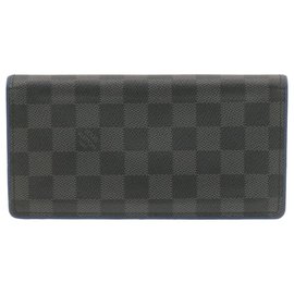 Louis Vuitton-LOUIS VUITTON Damier Graphite Portefeuille Brazza Wallet Blue N64430 auth 18804-Other