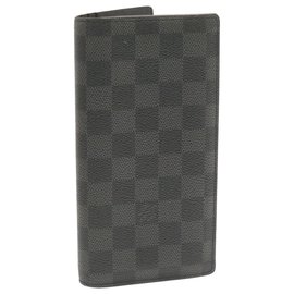 Louis Vuitton-LOUIS VUITTON Damier Graphite Portefeuille Brazza Long Wallet N62665 auth 18805-Other