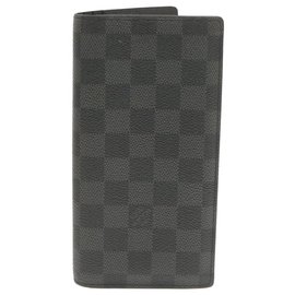 Louis Vuitton-LOUIS VUITTON Damier Graphite Portefeuille Brazza Long Wallet N62665 auth 18805-Other