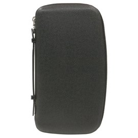 Louis Vuitton-LOUIS VUITTON Taiga Leather Organizer Atholl Travel Case Ardoise M30652 LV 18816-Black