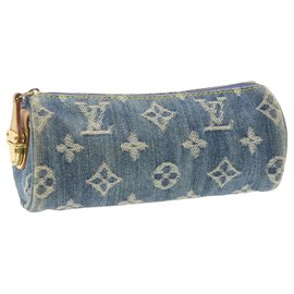 Louis Vuitton-LOUIS VUITTON Monograma Denim Trousse Speedy GM Bolsa Azul M95081 Autenticação de LV 18829-Azul