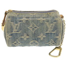Louis Vuitton-LOUIS VUITTON Monograma Denim Trousse Speedy PM Bolsa Azul M95082 Autenticação de LV 20561-Azul