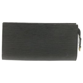 Louis Vuitton-LOUIS VUITTON Epi Bucket Pouch Black LV Auth ar3332-Preto