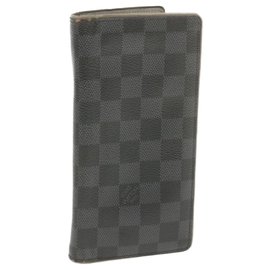 Louis Vuitton-LOUIS VUITTON Damier Graphite Portefeuille Brazza Long Wallet N62665 Auth ar3353-Other
