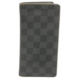 Louis Vuitton-LOUIS VUITTON Damier Graphite Portefeuille Brazza Long Wallet N62665 Auth ar3353-Other