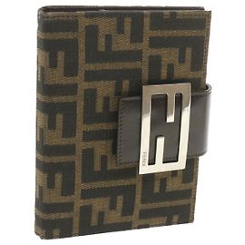 FENDI Zucca Canvas Agenda Day Planner Cover Brown Black Auth yk766 Brown Black