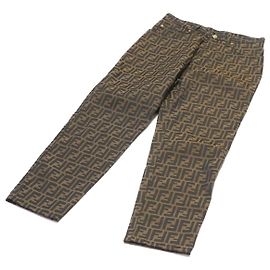 Calça FENDI Zucca Canvas Marrom Preto Auth br225 Marrom Preto