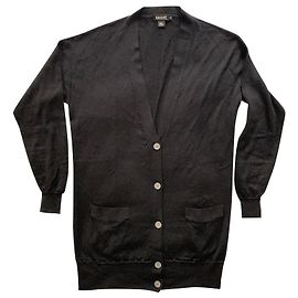 Dkny Lange Strickjacke aus schwarzem Merinowolle Schwarz