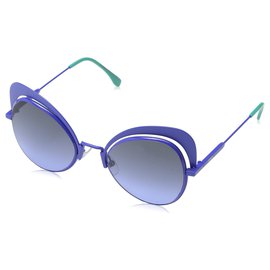 Fendi-Fendi Eyeshine Blue Gradient Cat Eye Ladies Sunglasses FF 0247/S PJP/GB 54-Blue