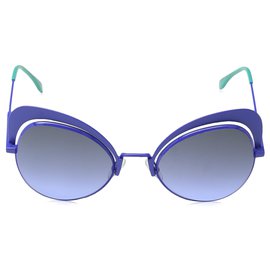 Fendi-Fendi Eyeshine Blue Gradient Cat Eye Ladies Sunglasses FF 0247/S PJP/GB 54-Blue
