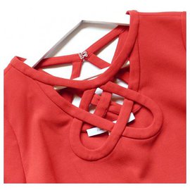 Diane Von Furstenberg-Red Cut-out Neck Dress-Red