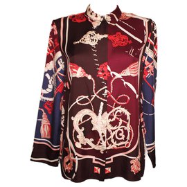 Hermès-Hermès Purple Silk Shirt “cle et badines”-Purple