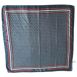 Guy Laroche Schal Weiß Rot Blau Polyester 70x70 cm Weiß Rot Blau