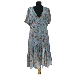 Autre Marque FOREVER UNIQUE Blue Multicolour Polyester Dress Blue Multiple colors