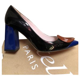 Dior Patent Leather Pumps Black Blue Red Black Red Blue