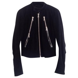 Maison Martin Margiela-ikonisch 5-zip Bikerjacke aus schwarzem Leder mit silberner Hardware. Size 38 IT / 34 fr.-Schwarz