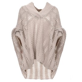 Twin Set Poncho Beige Wolle Beige