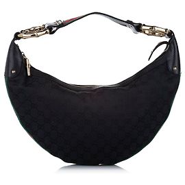 Bolsa Gucci Black GG Canvas Web Hobo Preto