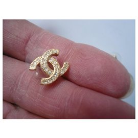 Chanel-CHANEL New CC motif stud earrings-Gold hardware