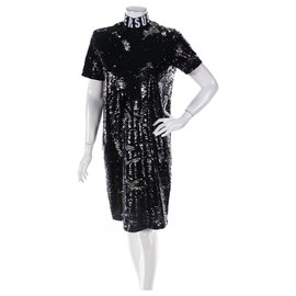 Robe à sequins noire et argentée Versus Versace M Noir Argenté