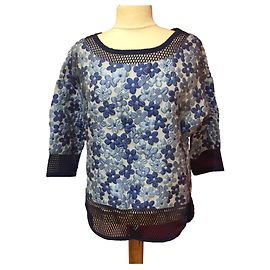 Autre Marque Top Frankie Morello de seda azul Azul