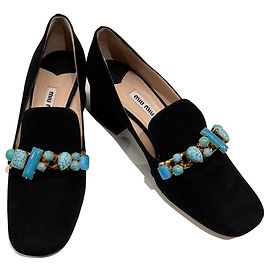 Miu Miu Black Suede Flats Size 37 Black