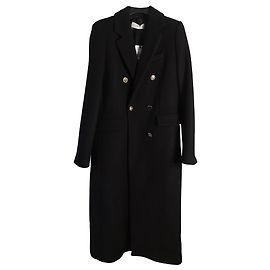 Mango Wollmischung Mantel lang Schwarz Schwarz