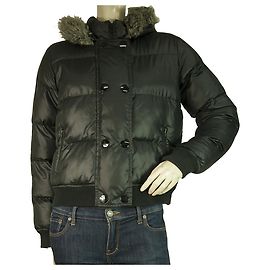 Burberry Mädchen 12Y Schwarze gesteppte Puffer-Kapuzenjacke aus Polyester Schwarz