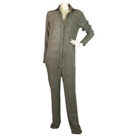 Isabel Marant Etoile-Isabel Marant Etoile Gray Wool Blend Overall Jumpsuit-Dark grey