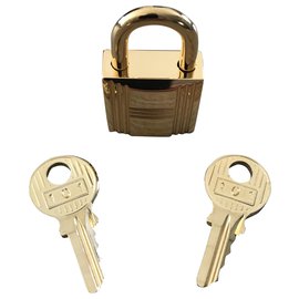Hermès-Hermès golden steel padlock for Kelly, birkin bag-Gold hardware