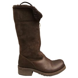 Free Lance-Free Lance lined boots Geronimo model-Dark brown