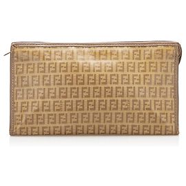Clutch Fendi Zucchino Brown Castaño Beige