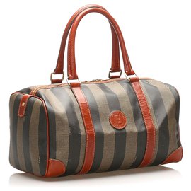 Fendi-Sac Boston Fendi Pequin noir-Marron,Noir