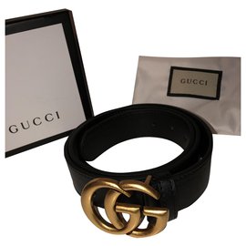 Gucci-Gucci lined G belt (GG) new gold with invoice-Golden