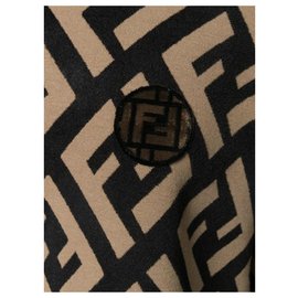 Fendi-FENDI WIDE NECK SWEATER CAPE PONCHO SWEATER 36fr 40IT UK8 USA-Brown