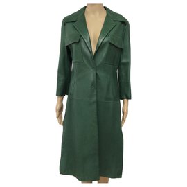 Dolce & Gabbana-leather trimmed coat-Pink,Green