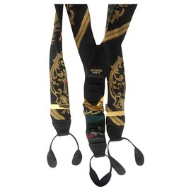 Suspensórios Hermès de seda preto Preto