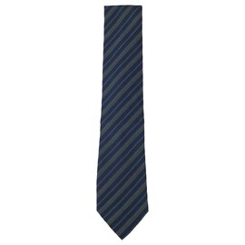 Hermès-Hermes blue and green tie-Blue