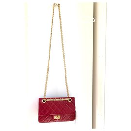 Chanel-Reedição da Chanel 2.55 Mini saco, vermelho e ouro brilhante hw-Vermelho